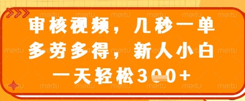 审核视频，几秒一单，多劳多得，新人小白一天轻松3张【揭秘】-游戏体验馆