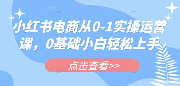 小红书电商从0-1实操运营课，0基础小白轻松上手-游戏体验馆