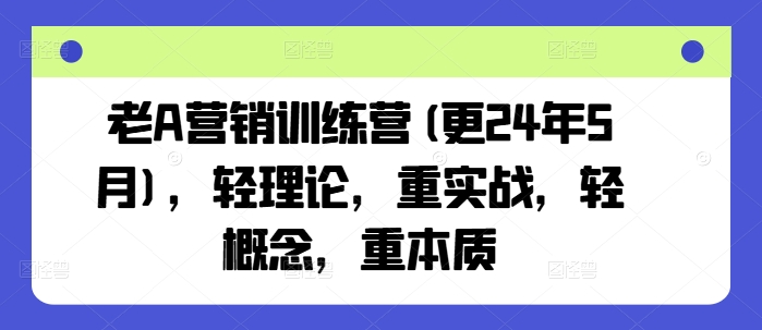 老A营销训练营(更25年3月)，轻理论，重实战，轻概念，重本质-游戏体验馆